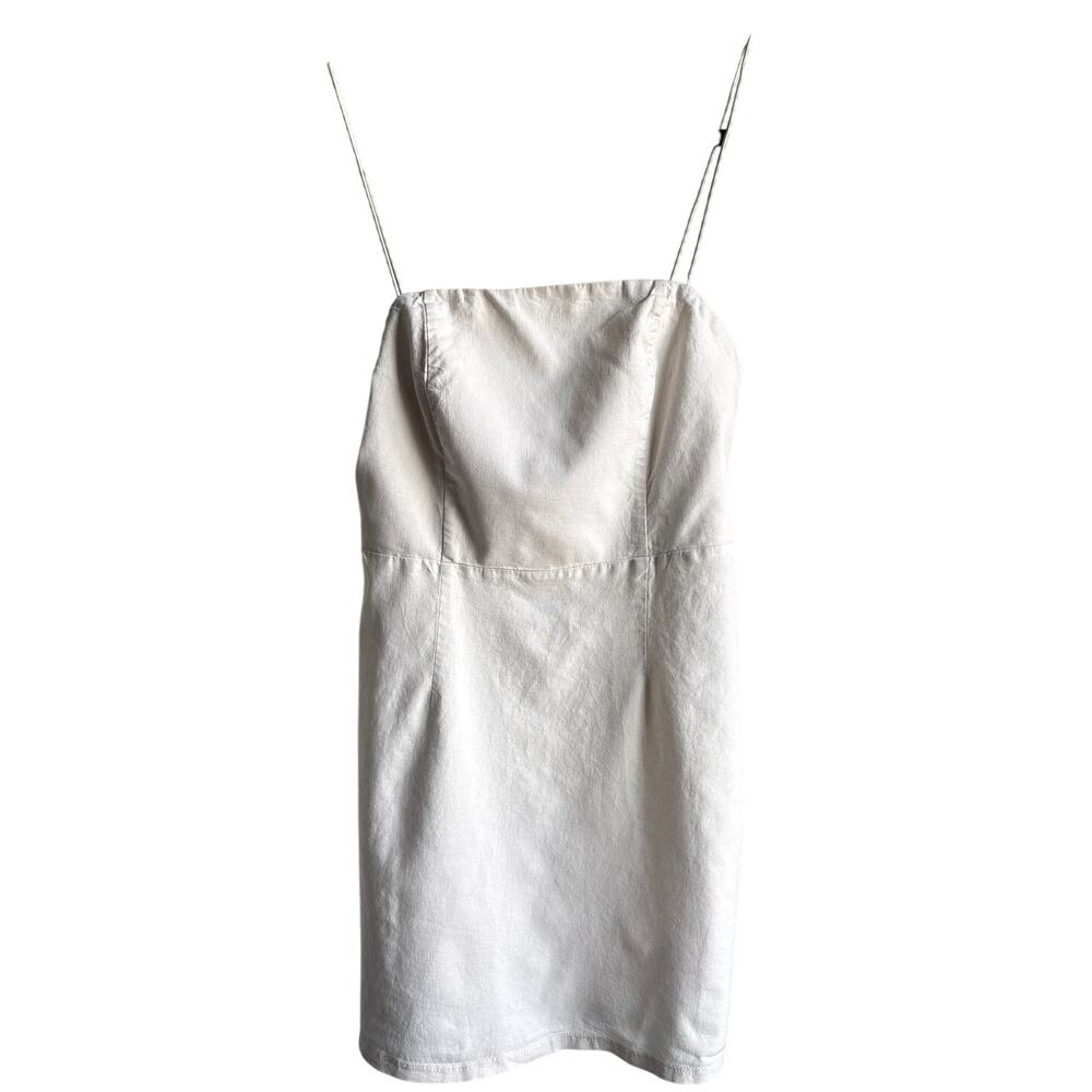 Urban Outfitters Linen Blend Mini Slip Dress Cream Bodycon Size US 6
